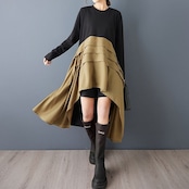 アシンメトリー 切替ライン ワンピース 00304