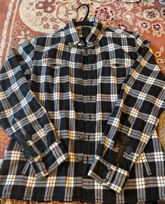 CHROME HEARTS クロムハーツ 4ポケット チェックシャツ クロスボタンシャツ