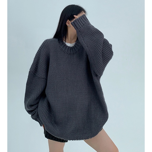 crew neck simple knit　クルーネックシンプルニット　J1570