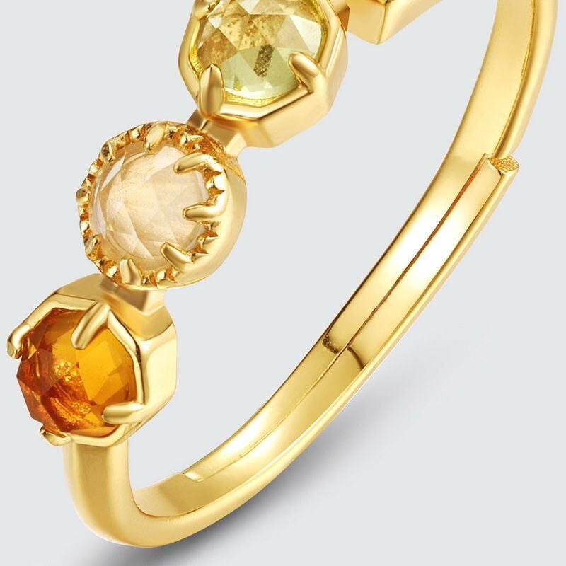 コピー:天然5石リング - 色とりどりの宝石たちが調和し虹のような美しさを放ち R382