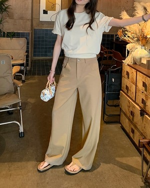 クルーネックロールアップスリーブ Tシャツ 3color A1076