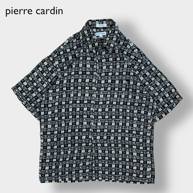 【pierre cardin】半袖 シャツ 柄シャツ オールパターン 総柄 柄物 レーヨン ピエールカルダン 韓国製 US古着