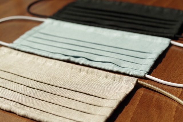 [ブラック] リネンプリーツマスク [男女兼用]