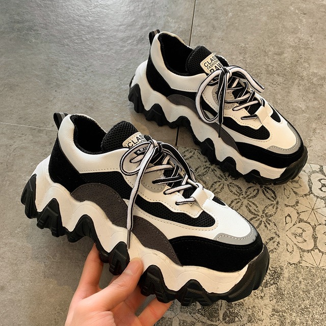 カラーマッチング古い靴女性イン潮靴2019新しい女性の秋と冬ショー足小さな厚い底プラスベルベットワイルドスポーツシューズ 部族の婦人靴8888231