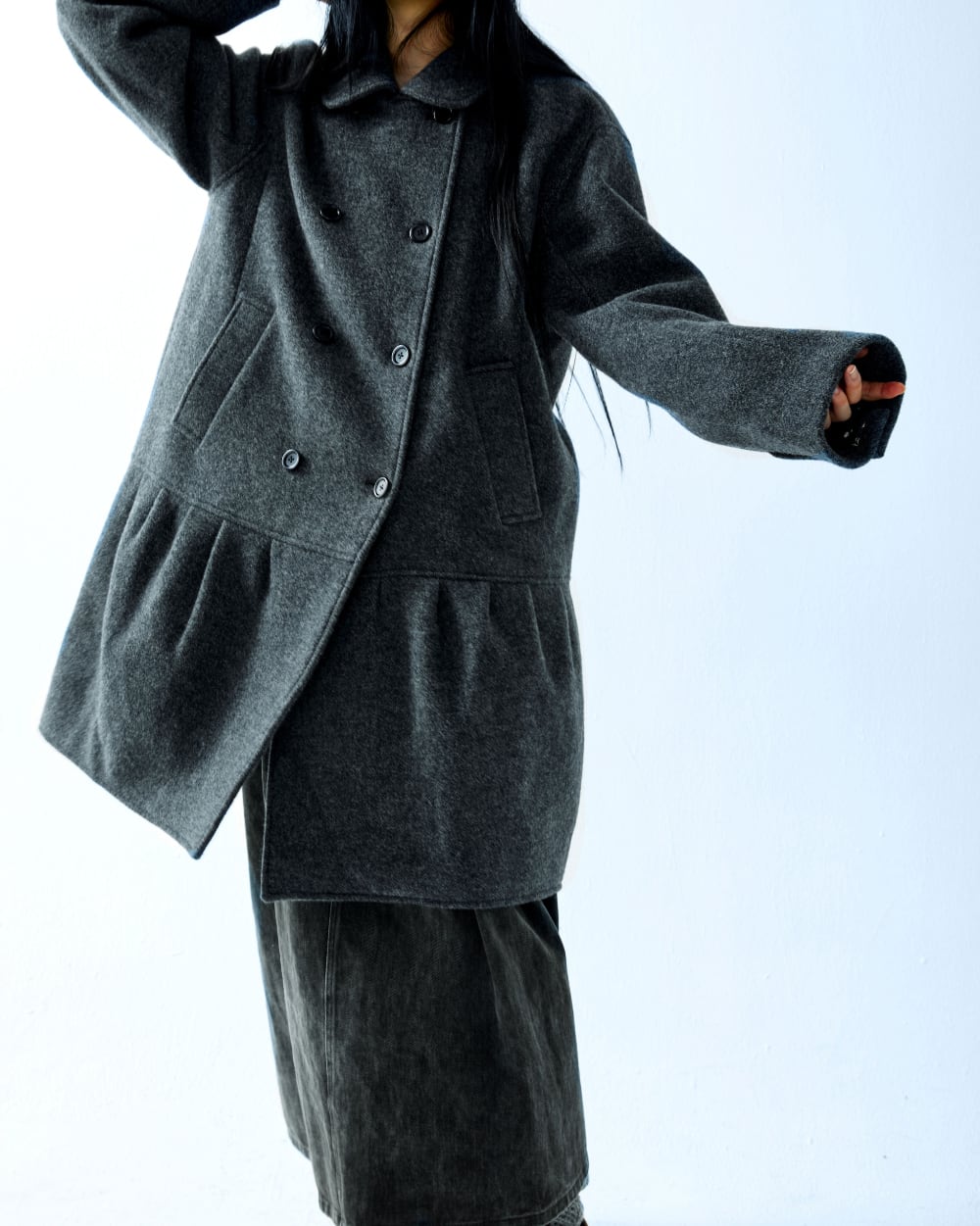 COYSEIO] COY DOUBLE COAT GREY 正規品 韓国ブランド 韓国通販 韓国