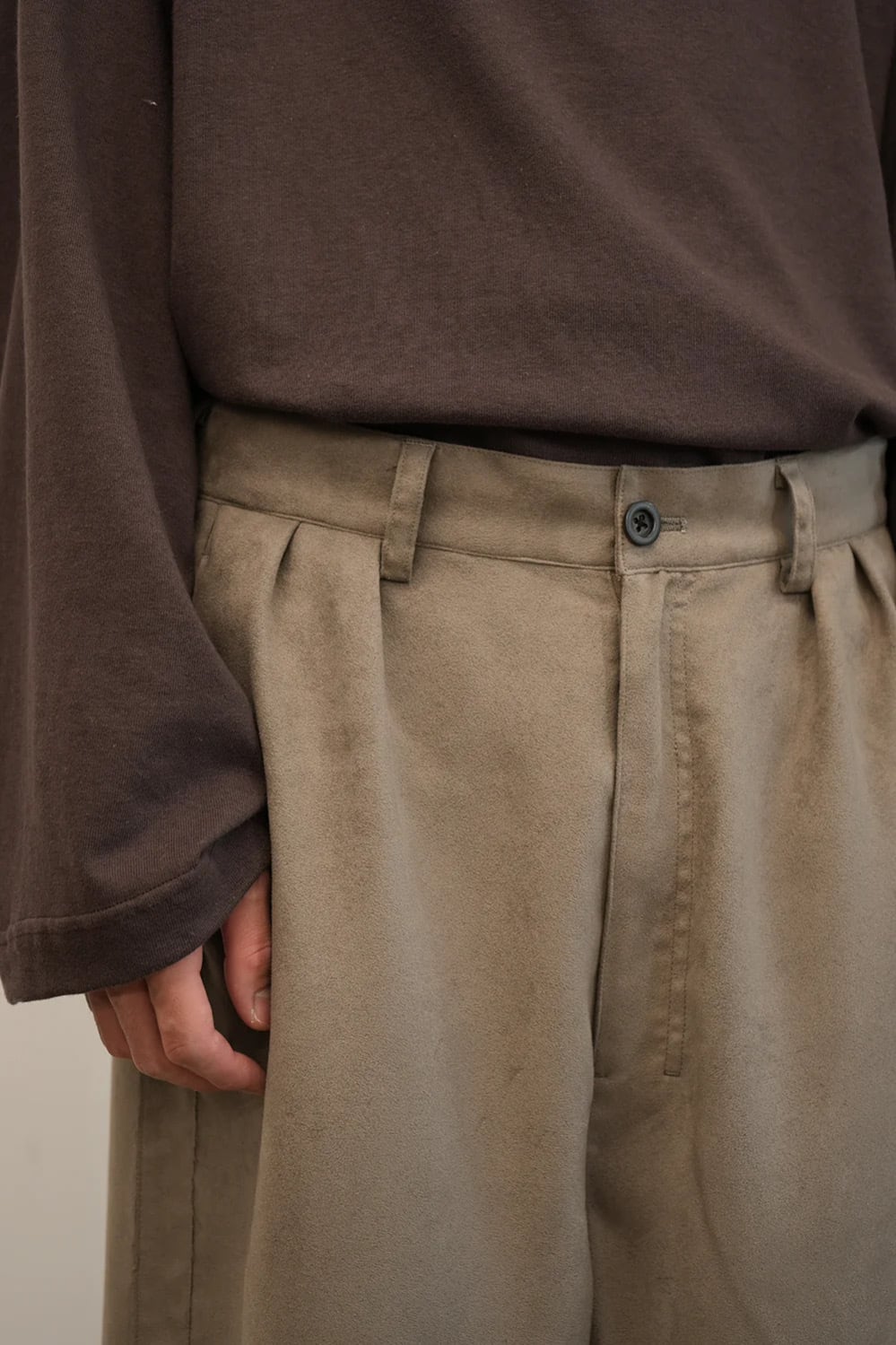 24AW】ANCELLM VEGAN LEATHER SIDE LINE PANTS (GRAY) ANC-PT51