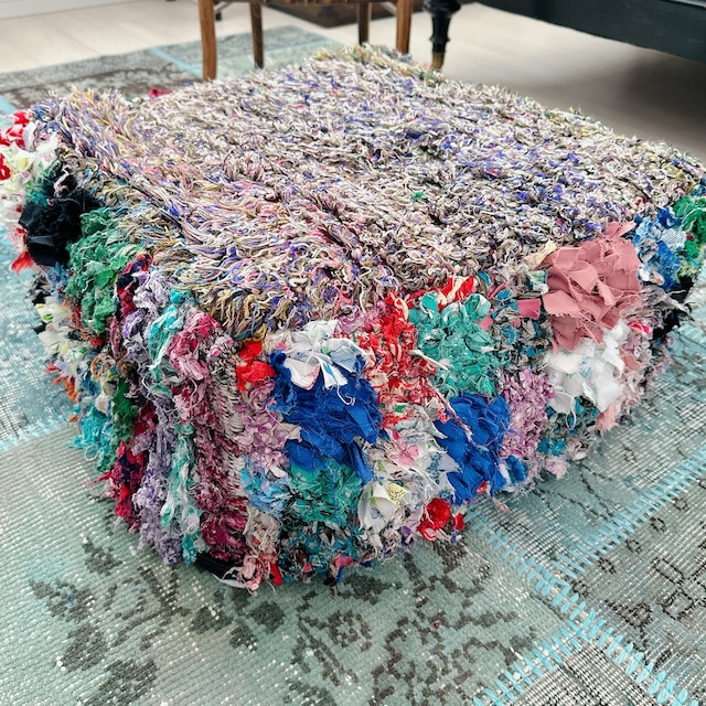 モロッコ ヴィンテージプフ CP003 | ブジャド フロアクッション | 55cm × 55cm × 20cm