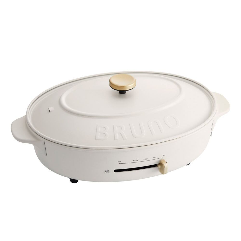 BRUNO crassy+ ブルーノ コンパクト オーバル ホットプレート ホワイト BOE053 / キッチン家電 電気プレート 調理家電 たこ焼き 鍋