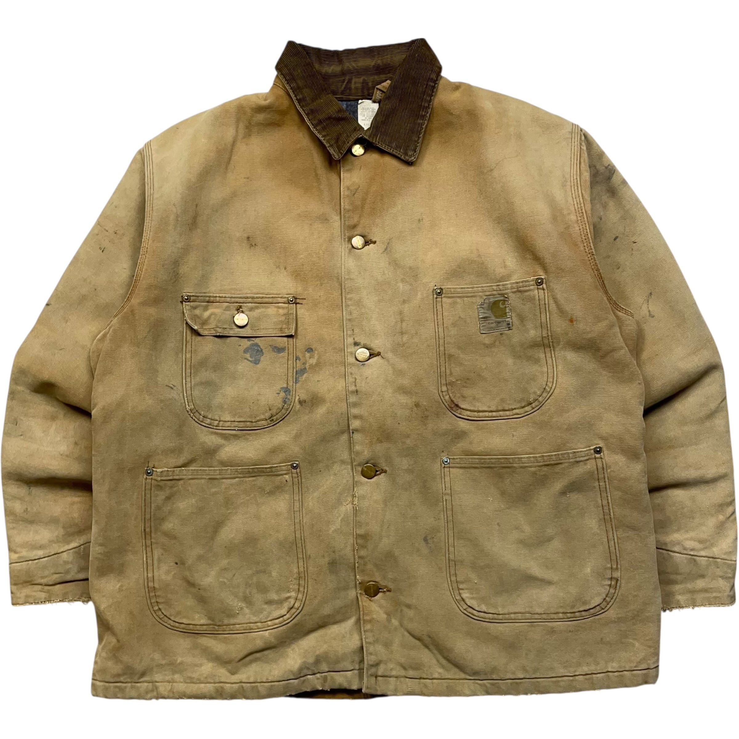 《XL》Carhartt カーハート チョアコート 襟コーデュロイ 裏地ブランケット USA製 80年代 vintage no.8767