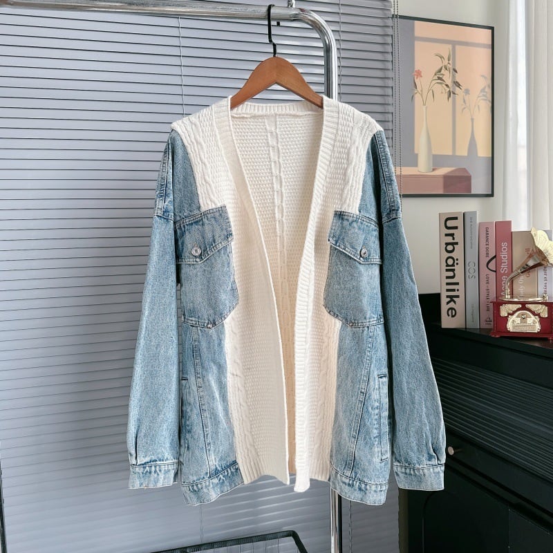 【outer】デニムドッキングカーディガン Q6519