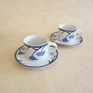 DANSK ブルーフラワーのカップ＆ソーサー 2客セット（中古）