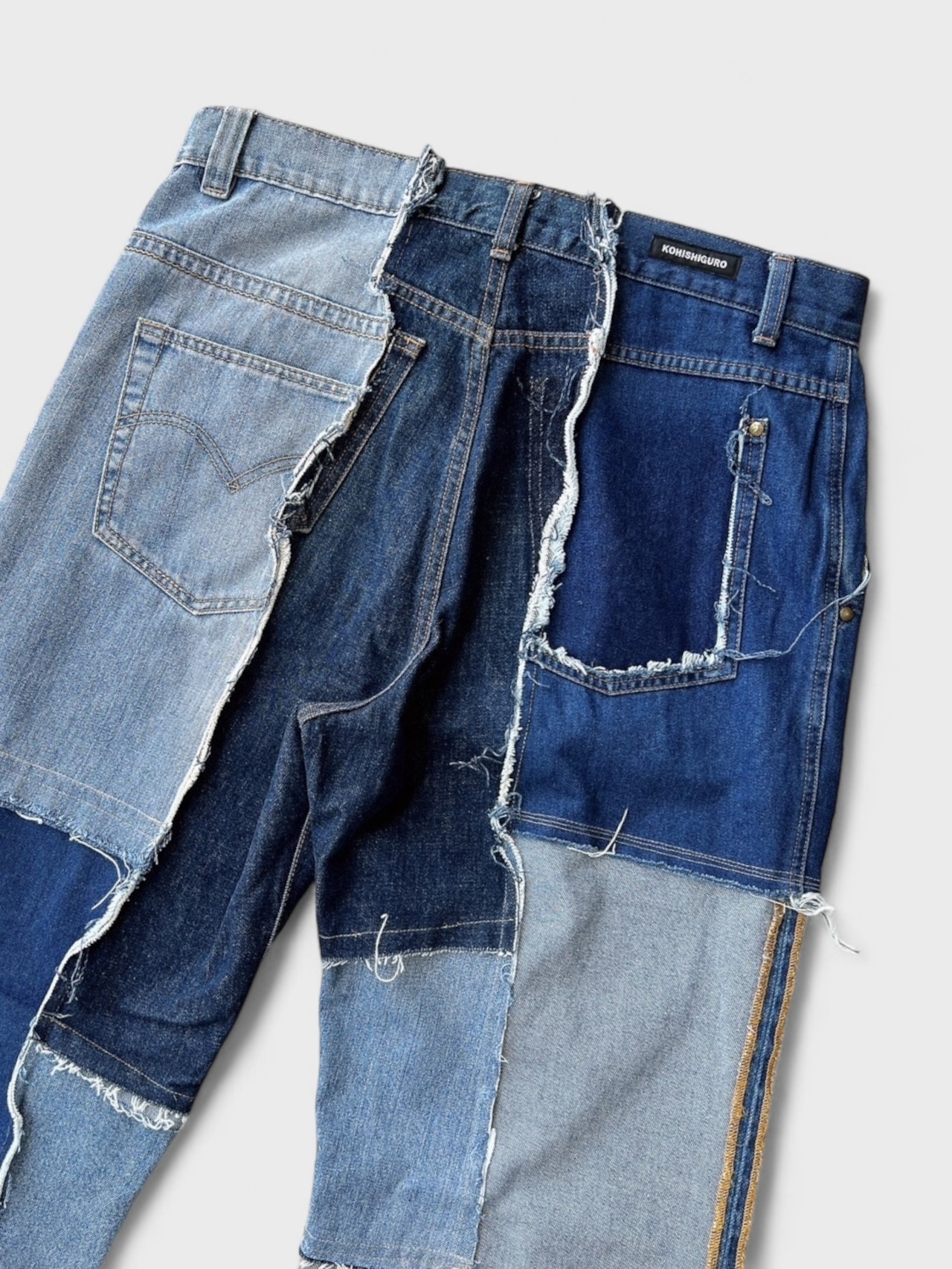 【KOH ISHIGURO】upcycled denim patchwork wide pants - 4