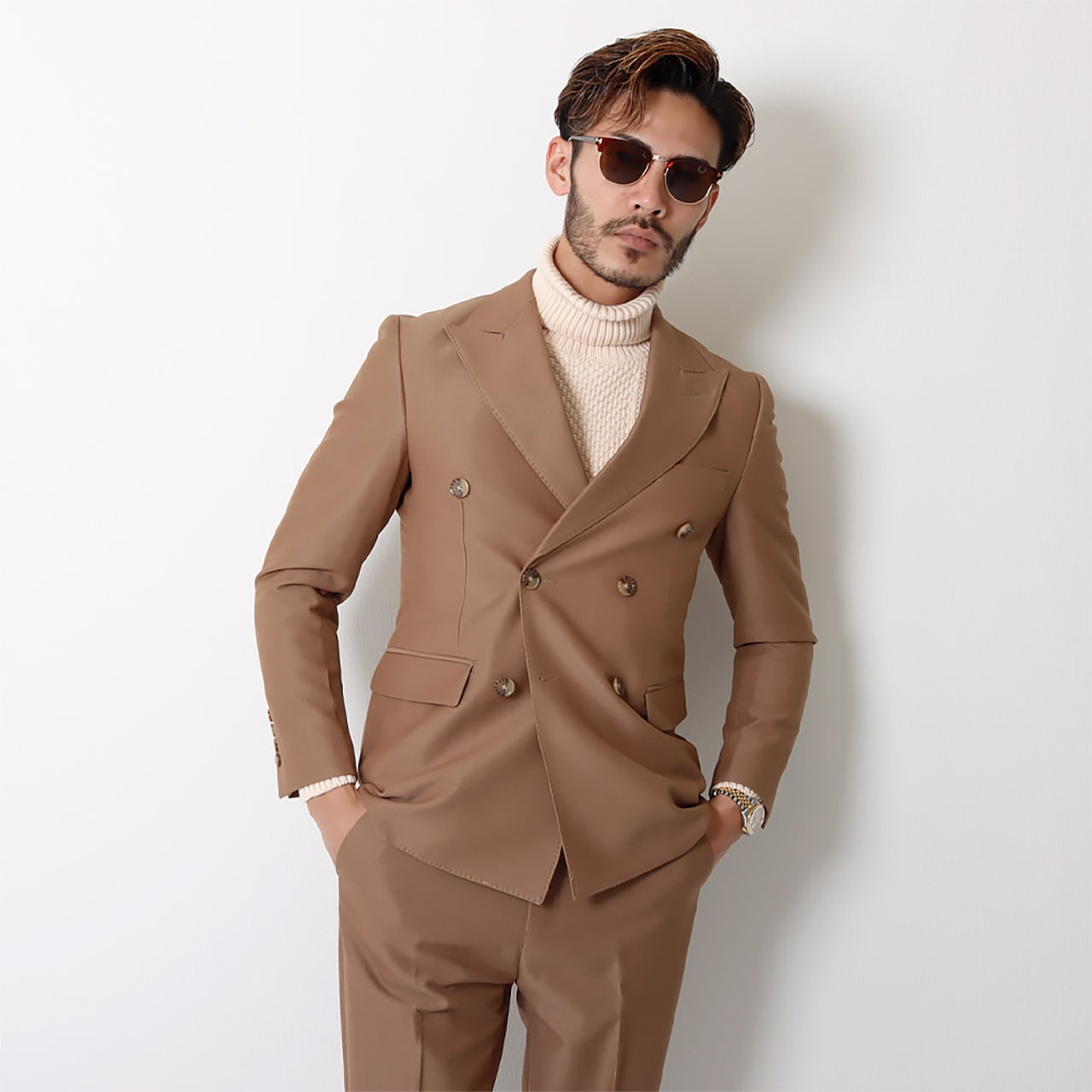 通常定価37800円】(シルエット最高)ベーシックダブルスーツ 4色展開