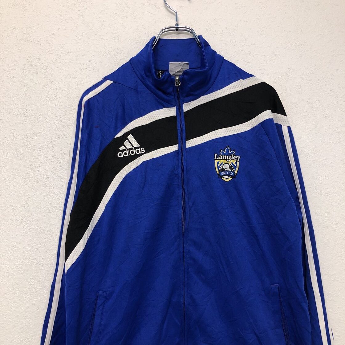 adidas ジャージ S ブルー ブラック ホワイアディダス ジップアップ 