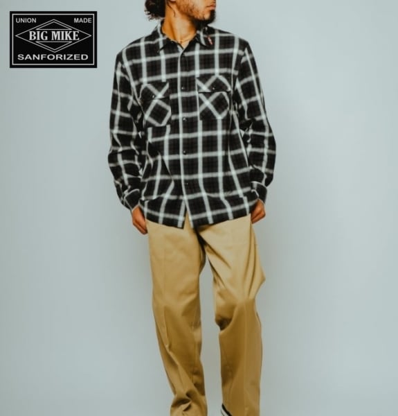 BIG MIKE ビッグマイク ネルシャツ チェックシャツ シャツ 長袖 Light Flannel L/S Shirts BLK×GRN×WHT 102615100