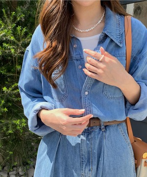 《即納商品》sky denim shirt