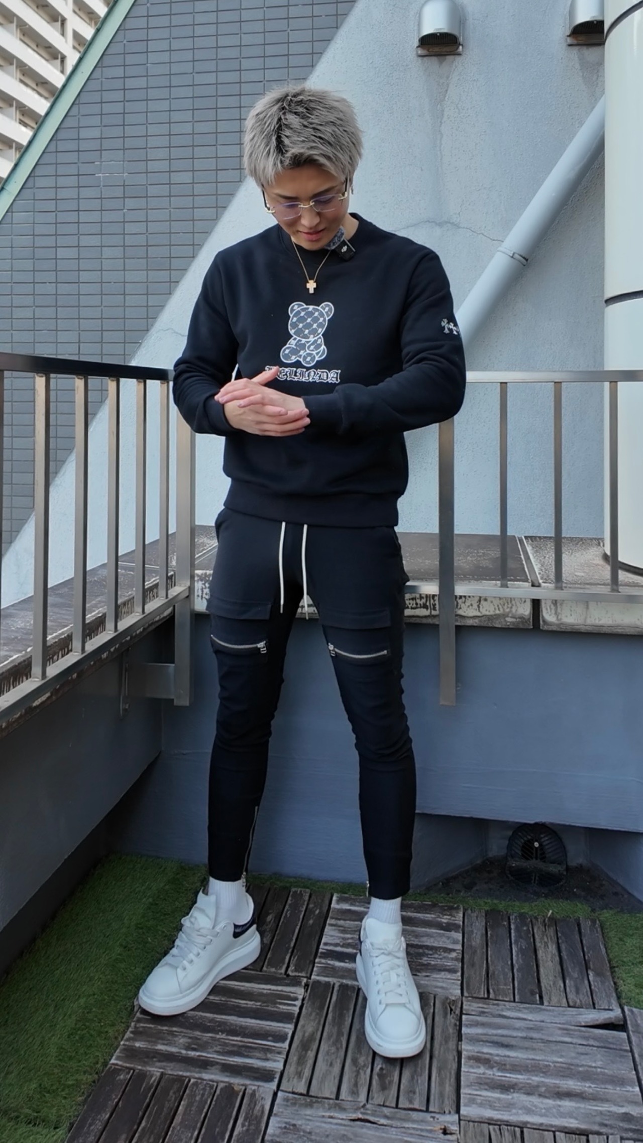 RHINE STONE TEDDY BEAR SWEAT【BB25026】