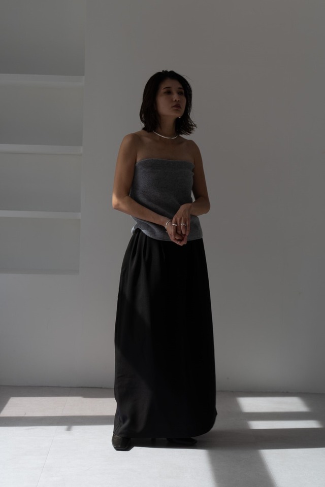 WAIST DESIGN TUCK SKIRT（BLACK）