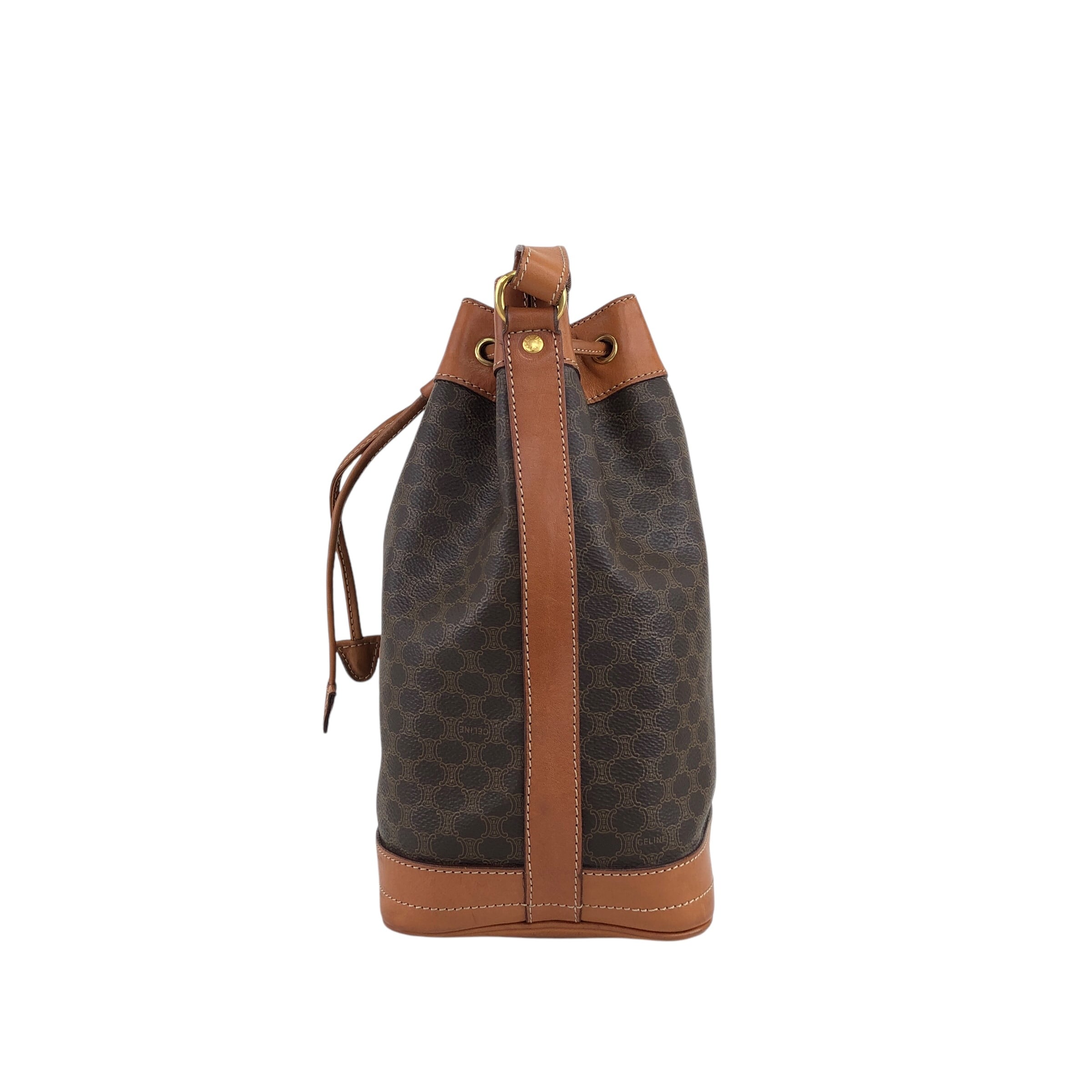 CELINE セリーヌ マカダム ショルダーバッグ ブラウン ブラゾン型押し