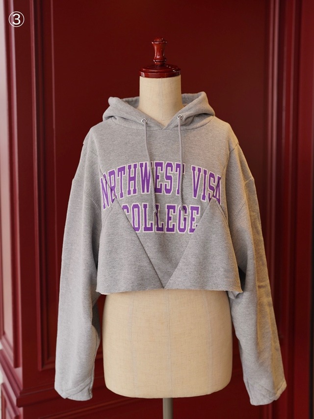 77circa(ナナナナサーカ) “ circa make v shape cutback hood sweat top(gray）”