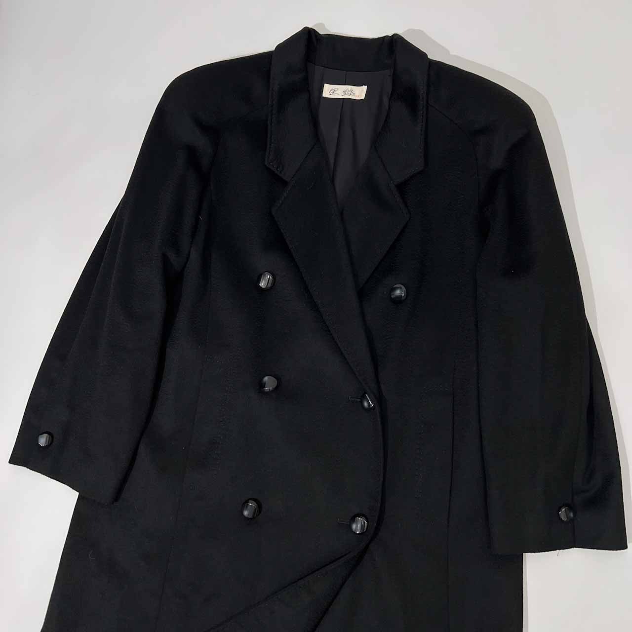 カシミヤ素材 Colombo コロンボ社 イタリア製生地 里鶴 リズ カシミアウール ダブル チェスターコート F /レディース/ブラック/日本製/横糸カシミヤ100%