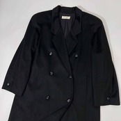カシミヤ素材 Colombo コロンボ社 イタリア製生地 里鶴 リズ カシミアウール ダブル チェスターコート F /レディース/ブラック/日本製/横糸カシミヤ100%