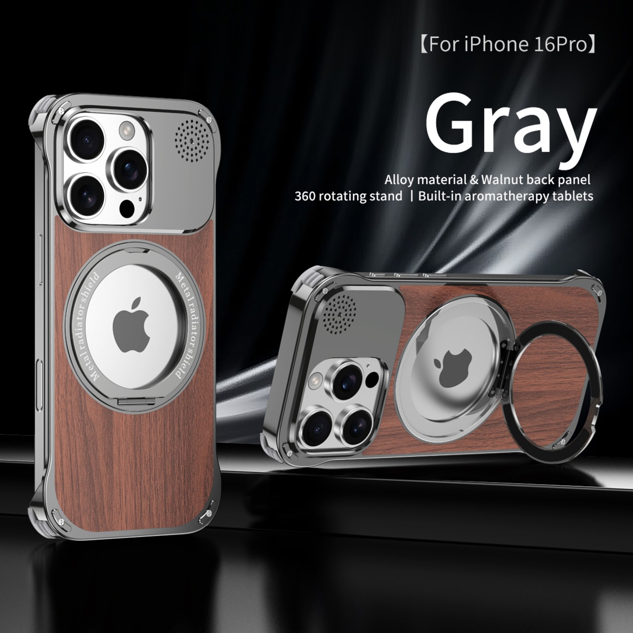 ◆iPhone 16/15/14/Pro/Pro Max◆ Metal × Walnut Back Panel Case / メタル × ウォルナット バック パネル スマホケース