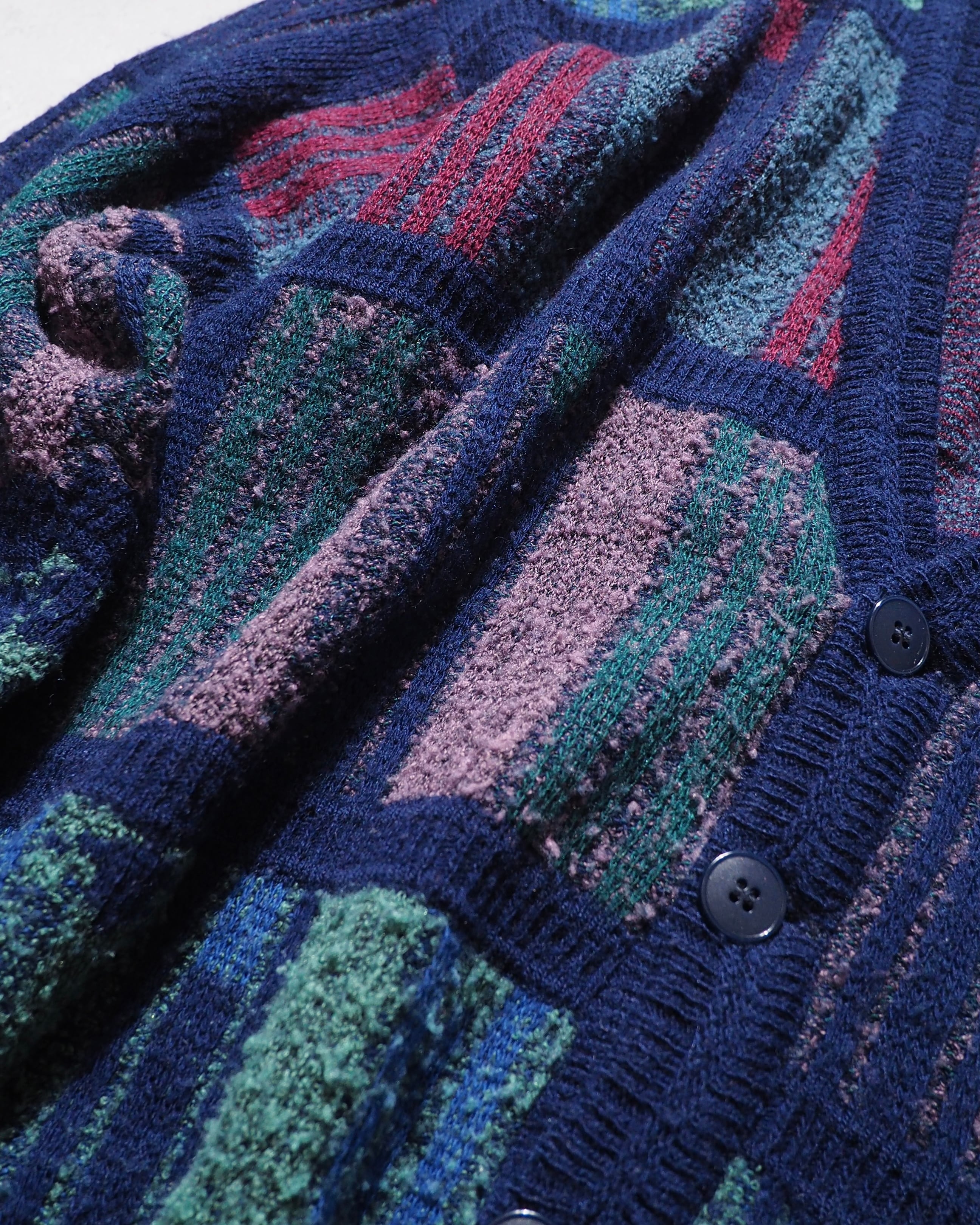 1990s " Paco Calvari " Cold tone Pile fabric vintage knit cardigan