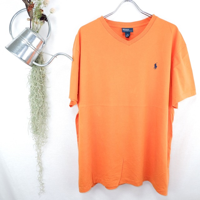 [XL] Polo Ralph Lauren Orange V-neck Tee | ポロ ラルフローレン オレンジ Vネック Tシャツ