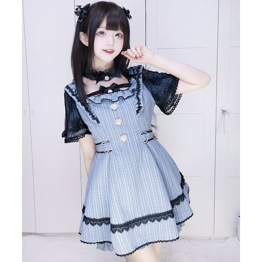 地雷、サブカル系服 まとめ売り サブカル地雷系 セットアップ チェック柄 フリル ハート | サブカル系