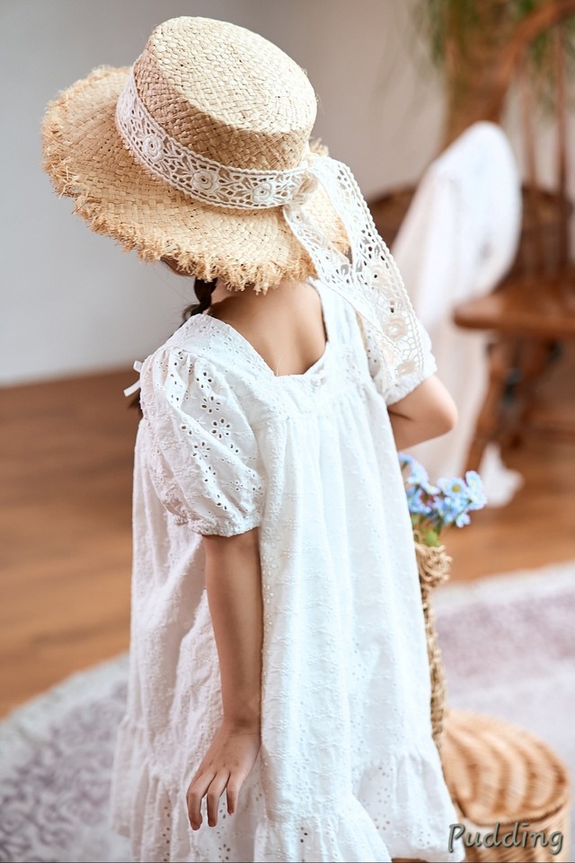【予約】<PUDDING>  Washed embroidery dress　