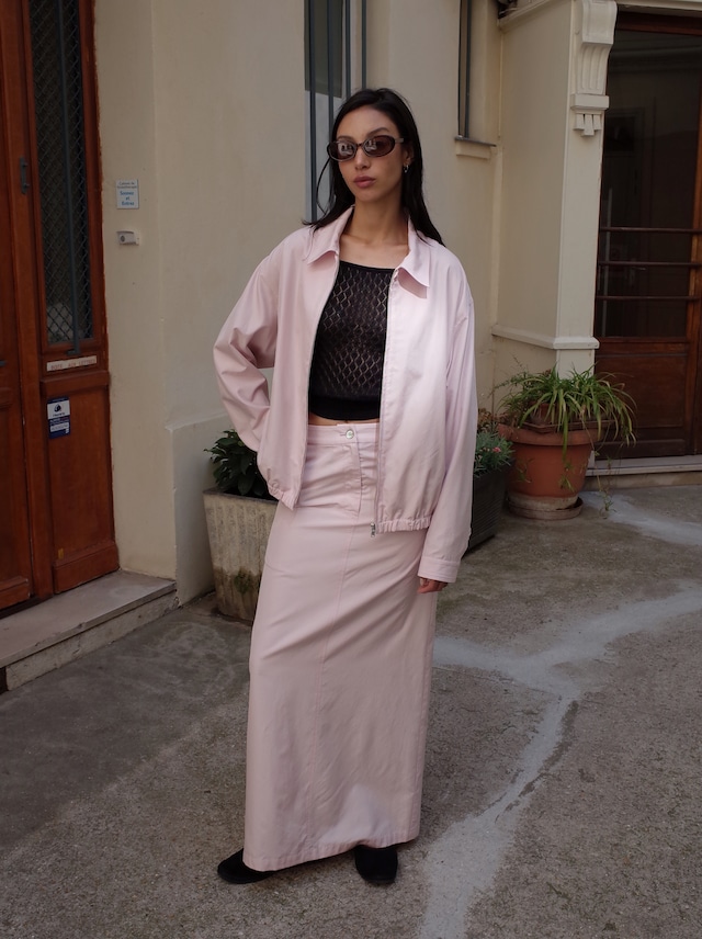 Silk Zip Blouson- Pink