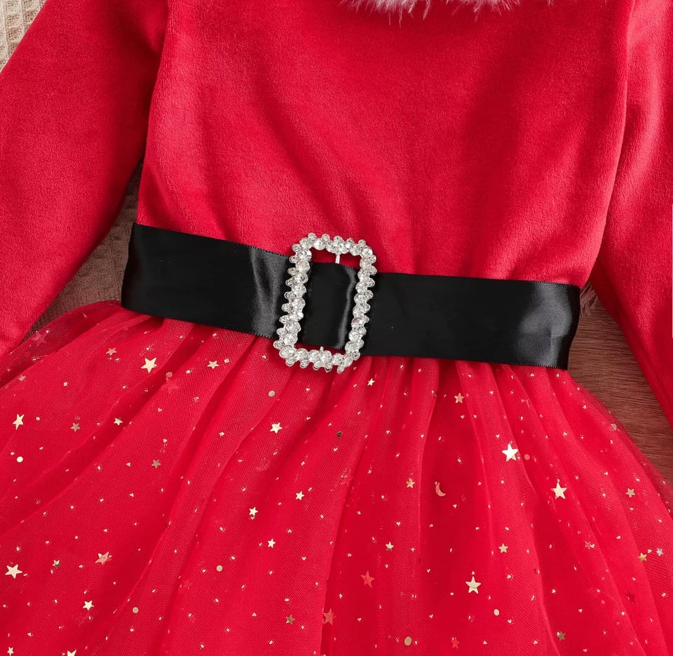 クリスマスドレス　……..ワンピース　海外子供服　キッズフォト　サンタクロース　女の子　