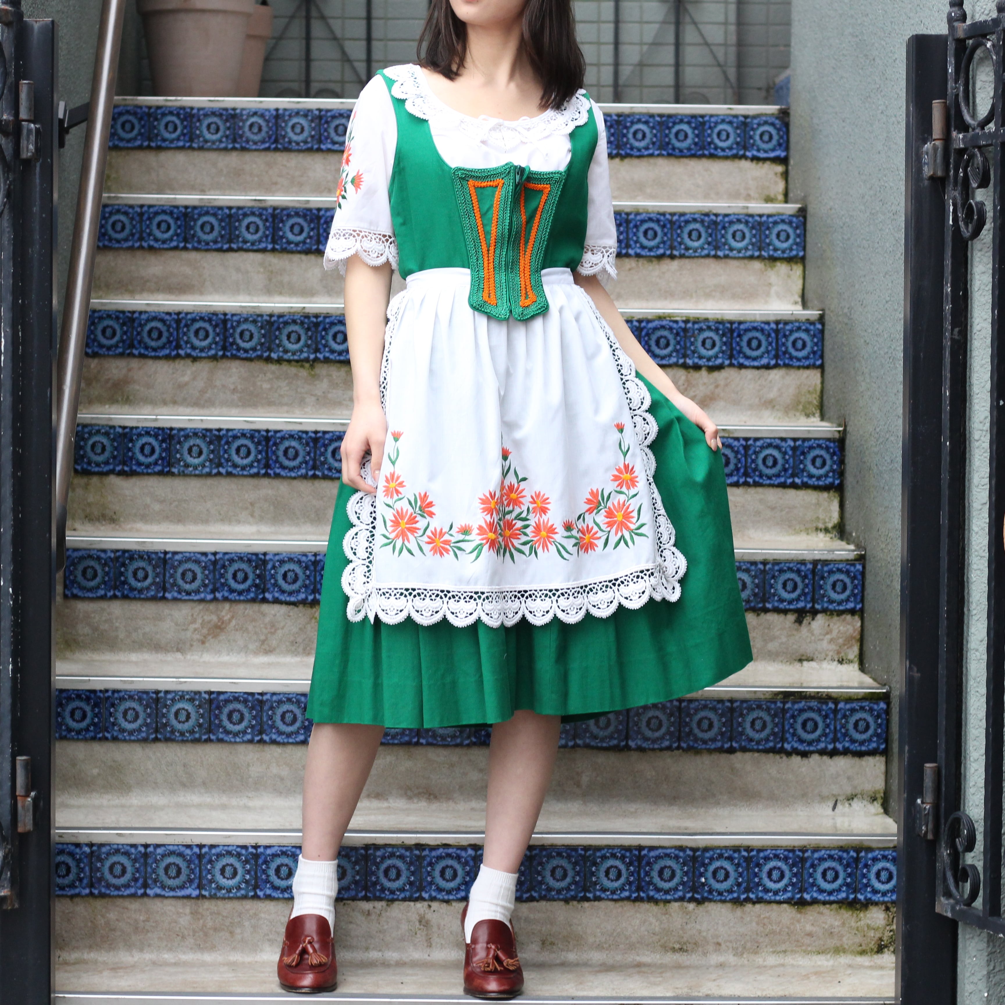 SPECIAL ITEM* EU VINTAGE DIRNDL DESIGN TYROLEAN ONE PIECE FULL SET ...