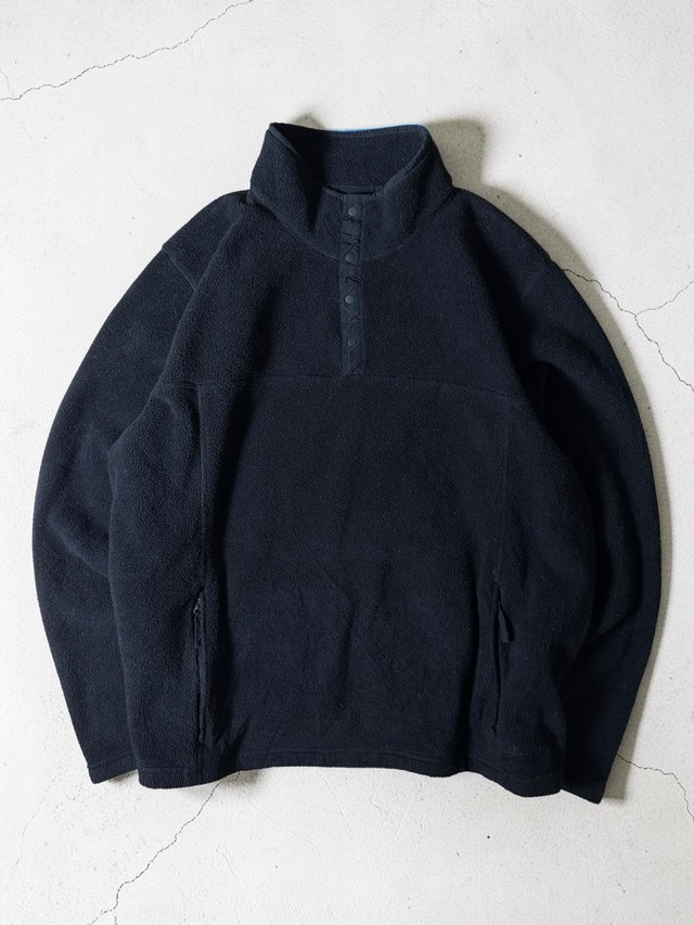 L.L.Bean Snap-T Fleece Pullover Gray Burgundy Trim Chest Pocket Jacket XL