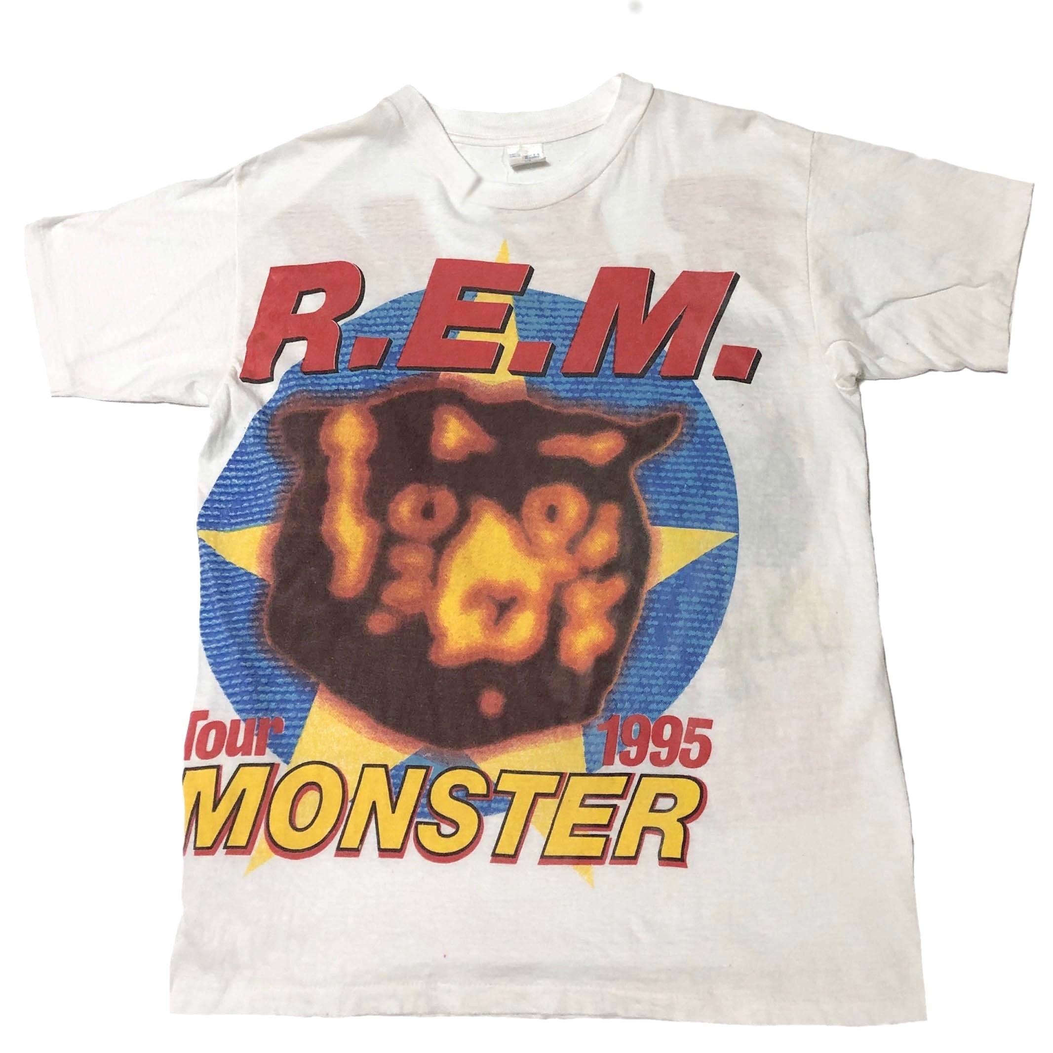 90年代 R.E.M アールイーエム 両面プリント ツアー バンドTシャツ バンT 英国製 メンズXL ヴィンテージ /evb002173