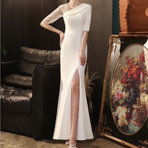 ワンショルダードレス イブニングドレス ワンピースドレス パーティドレス ロングワンピース ロングドレス ナイトドレス スリット 肩出し キャバドレス ワンショルダー イブニング レディース