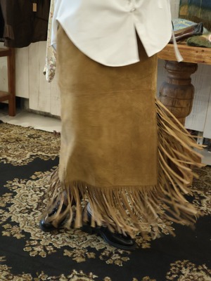 fringe suede tight skirt【1815】
