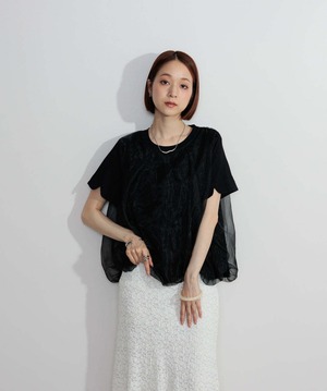 2605147 オーバーチュールスカラップTシャツ black