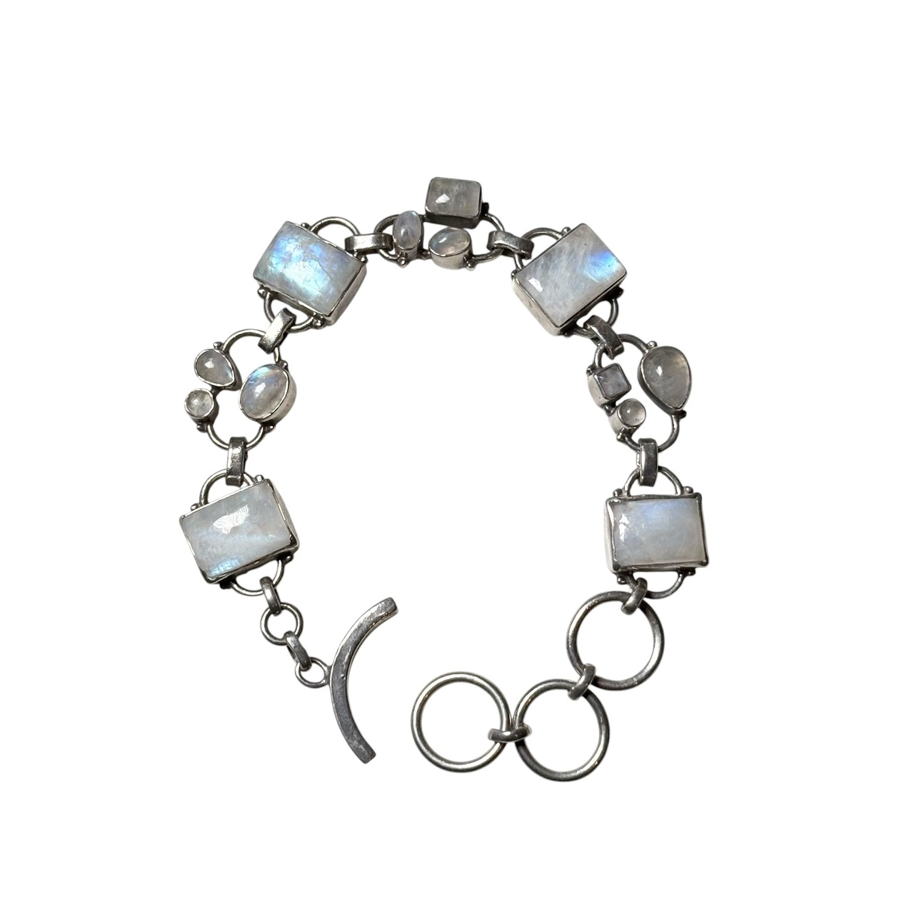 vintage silver moonstone toggle bracelet