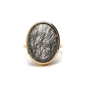 【SPECIAL PRICE】S925 SINGLE STONE THIN RING -BLACK RUTILE QUARTZ-