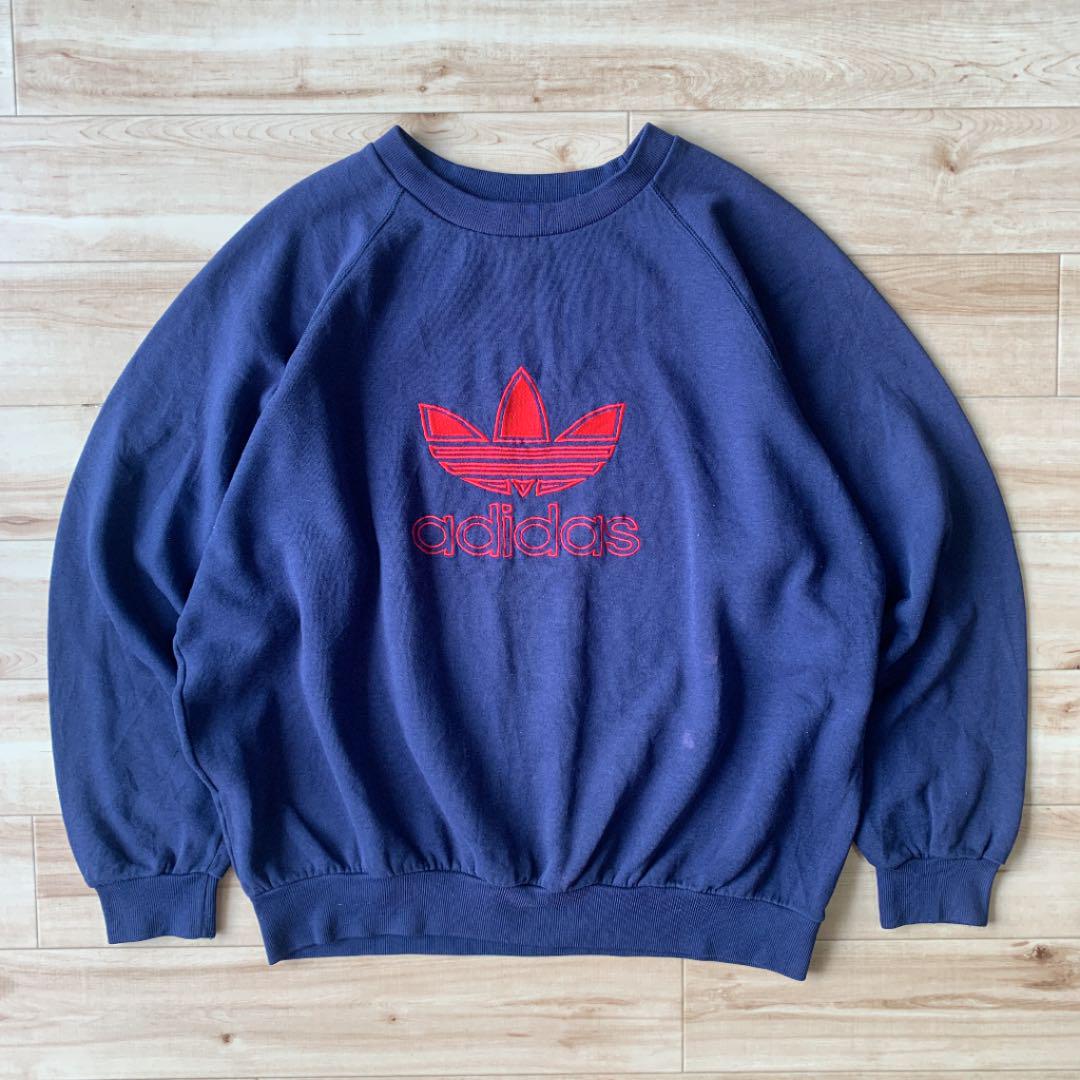 90s adidas originals ラグランスウェット 刺繍ロゴ 三つ葉 | 古着屋2000