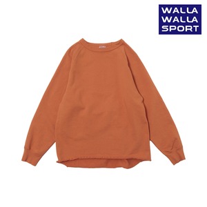 WALLA WALLA SPORT ワラワラスポーツ 13oz 米綿 後染め クルーネック スウェット 裾カットオフ ラフシルエット メンズ レディース 日本製  DARK ORANGE