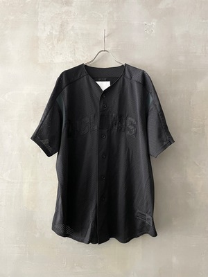 TrAnsference mesh fabric baseball shirt - complete black garment dyed