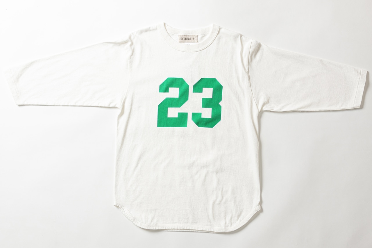 ［bibmilk］3/4スリーブベースボールTシャツ #23 レディス｜オフホワイト