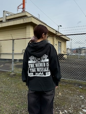 【X-girl】 VINTAGE LABEL FACE LOGO ZIP UP SWEAT HOODIE【エックスガール】