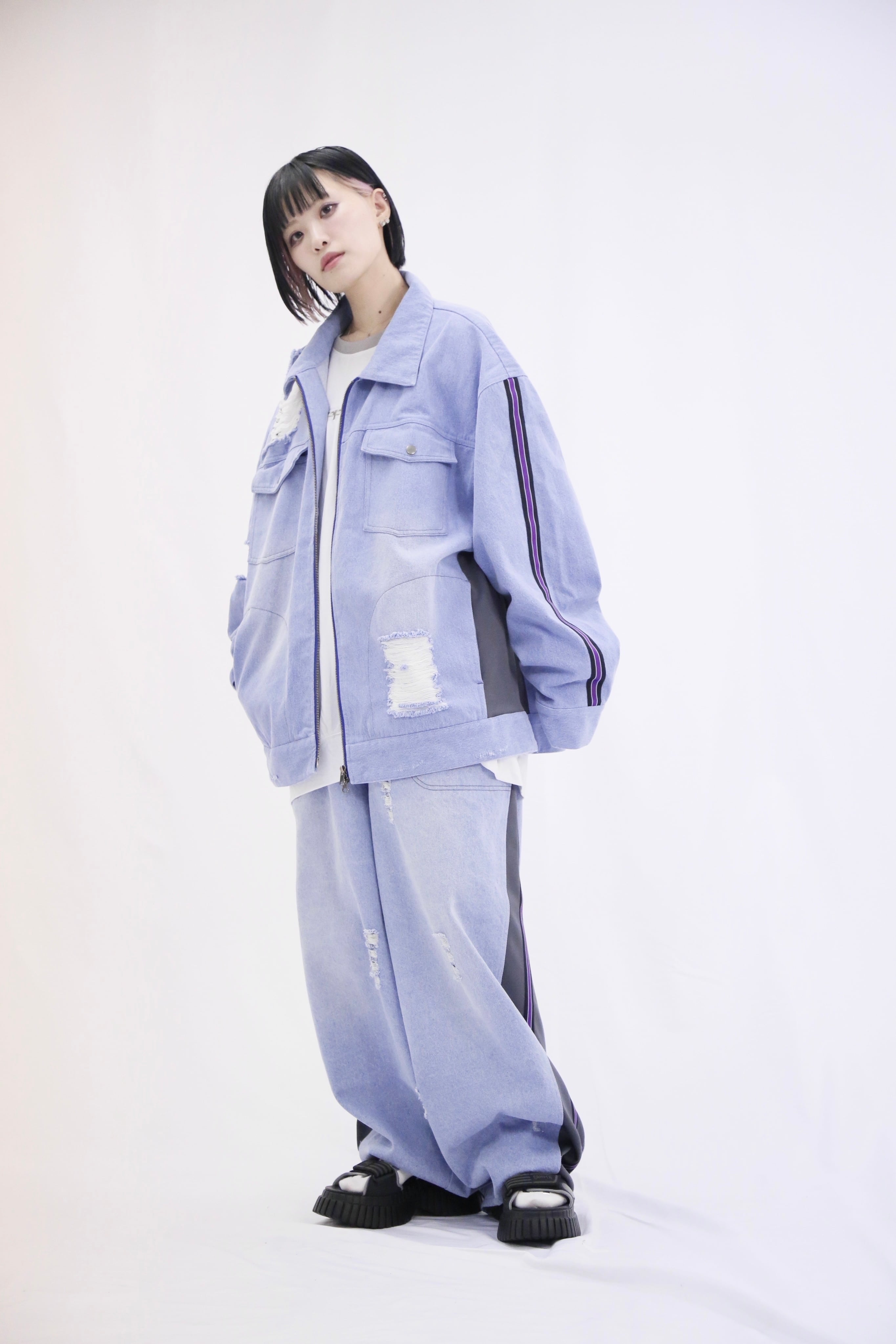  デニムブルー ジャージＭサイズ デニムジャージパンツM Blue | neüron