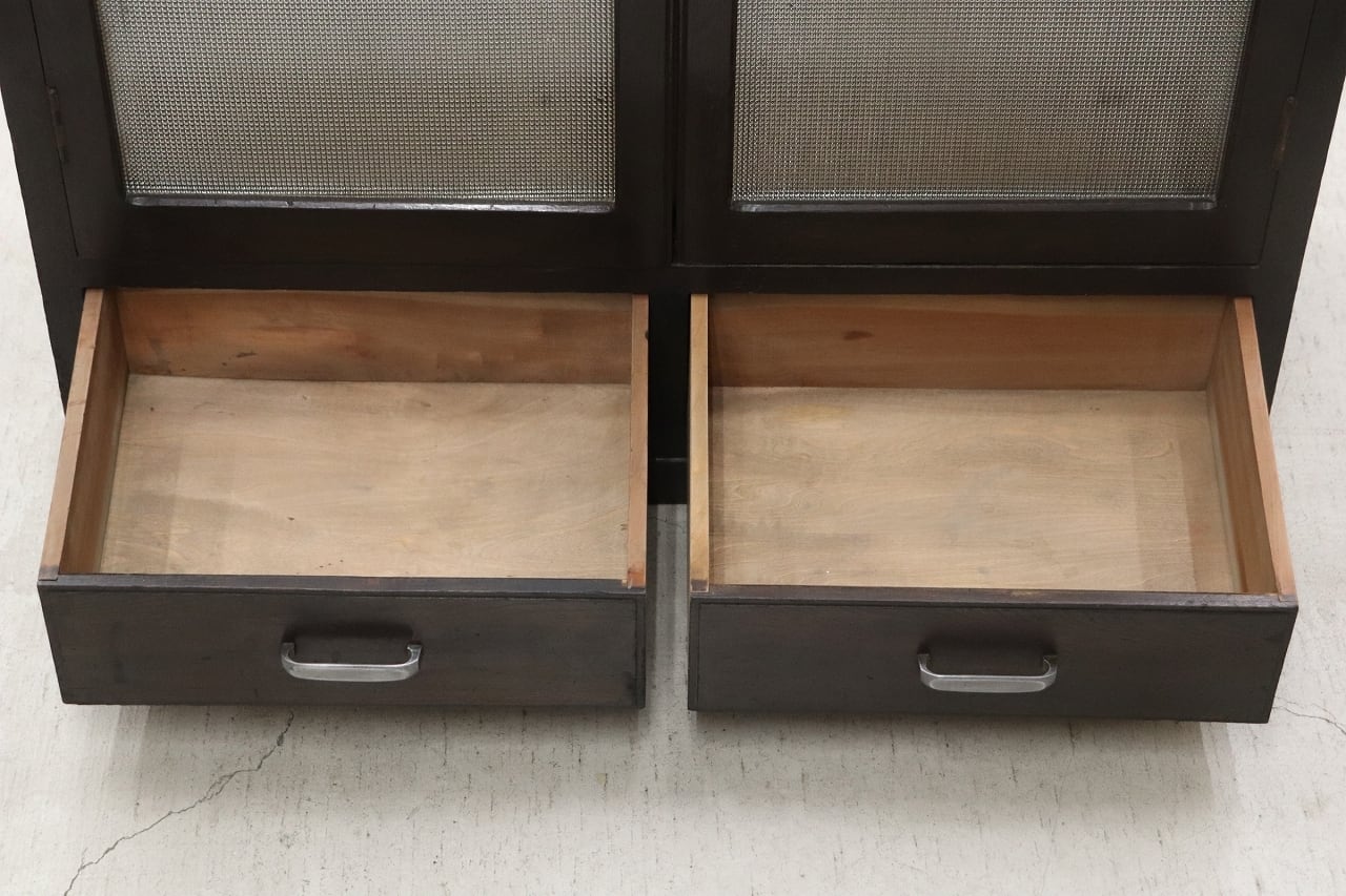 沼津店】レトロ ガラス キャビネット ダイヤガラス 食器棚 書棚 本棚