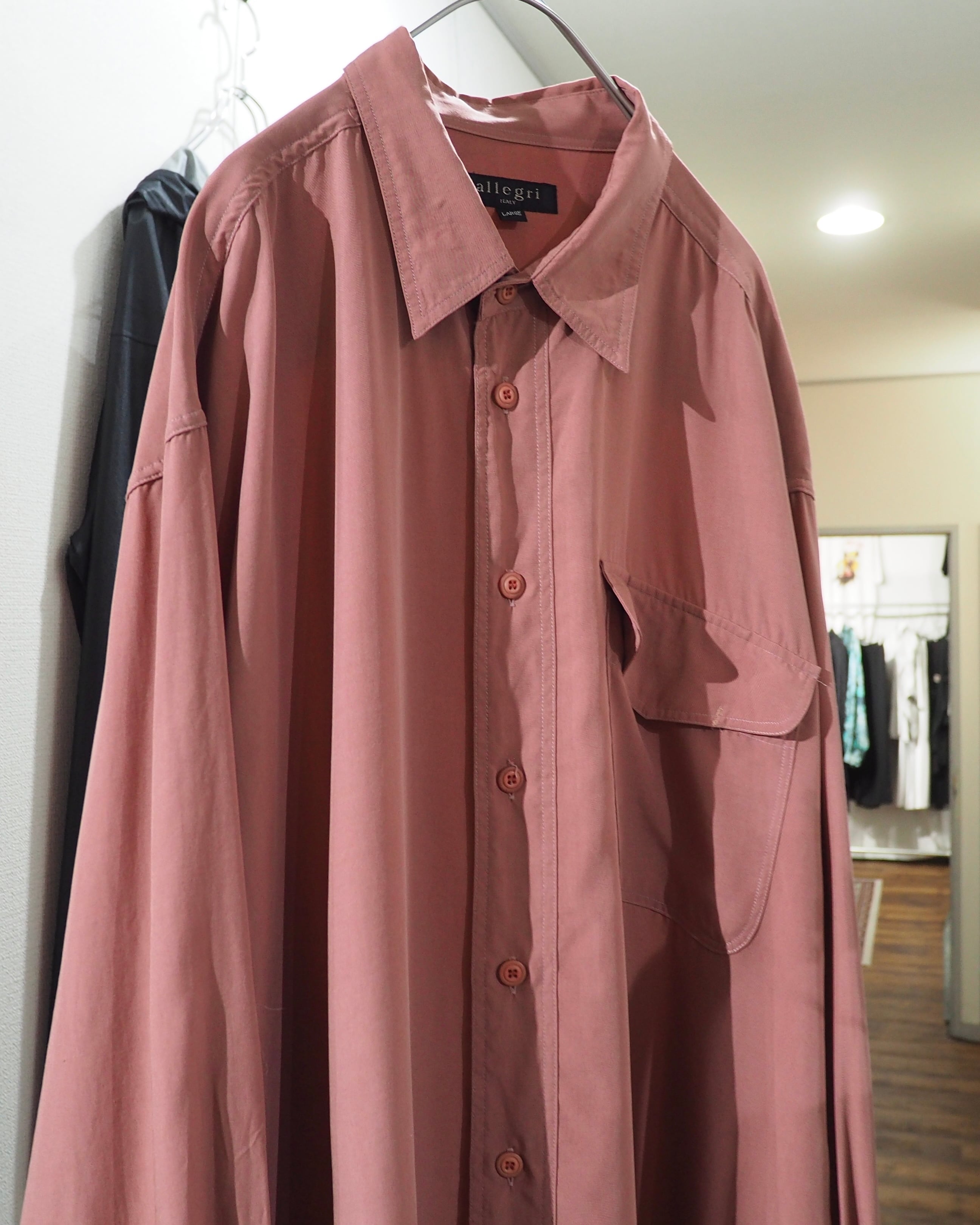 1990s " Allegri ‐ 鈍煤 " Beautiful Dusty Pink Color vintage Drape loose shirt