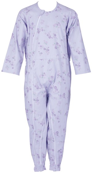 【数量限り】介護つなぎ服(前開き)パープル S